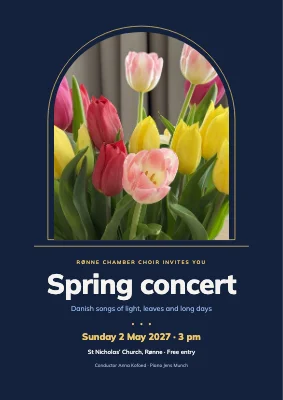 Spring concert — tulips in an arched window
