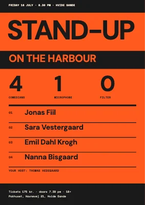 Stand-up night — black bars and numbers