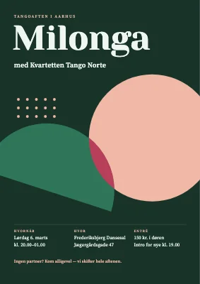 Tangoaften — milonga-plakat