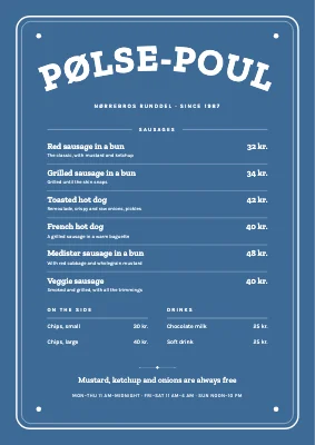Hot dog stand — sign menu