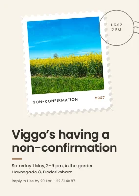 Non-confirmation — retro stamp with rapeseed field