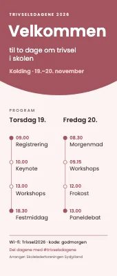 Roll-up til konference — velkomst og program