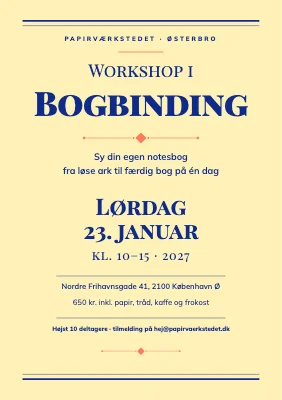 Workshop i bogbinding — bogtrykplakat