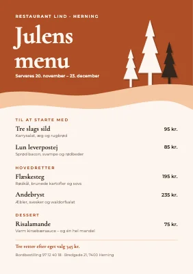 Julemenu — lag af klippet papir