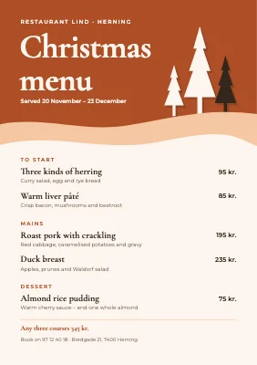 Christmas menu — layered cut paper