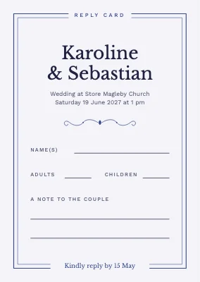 RSVP card — church wedding with a double frame