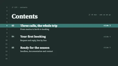 Page 2 of API introduction — marina berths