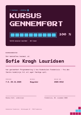 Kursusbevis — kodekursus