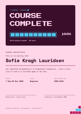 Course certificate — coding course