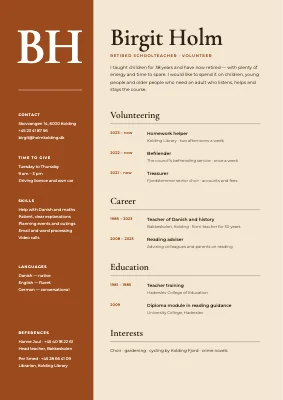 Volunteer CV — retiree