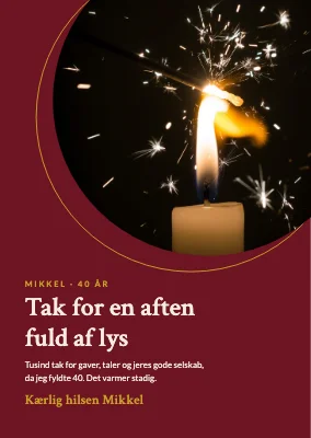 40-års fødselsdag — takkekort med stjernekaster