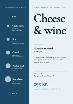 Cheese tasting — five cheeses from mild to bold