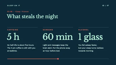 Page 5 of Sleep talk — one night in seven slides