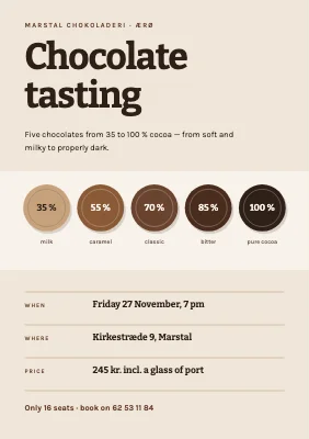 Chocolate tasting — five discs from milk to dark