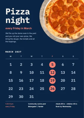 Pizza night every Friday — calendar poster