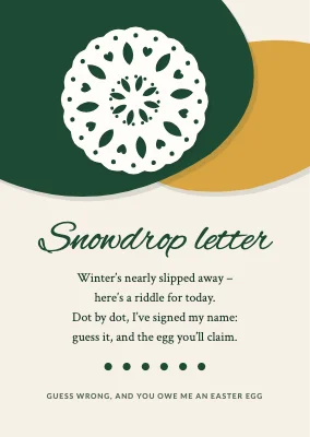 Snowdrop letter in cut paper