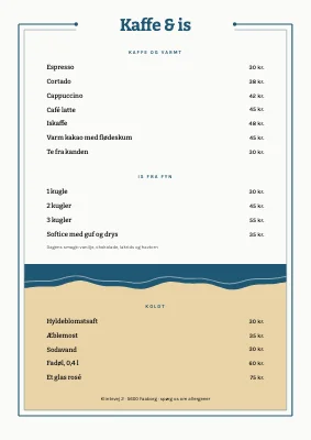 Side 2 af Strandcafé — menukort i to sider