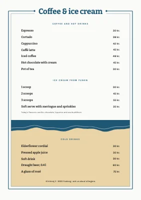 Page 2 of Beach café — two-page menu