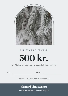 Christmas gift card — plant nursery