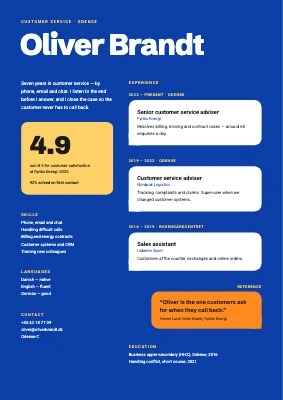 Customer service CV — chat thread