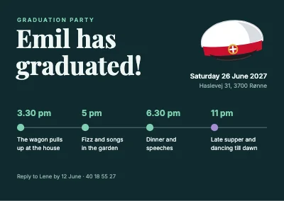 Graduation party — timeline from wagon to dancing