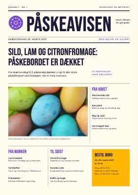 Påskefrokost — menukort som avisforside