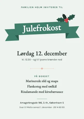 Julefrokost — invitation med bånd