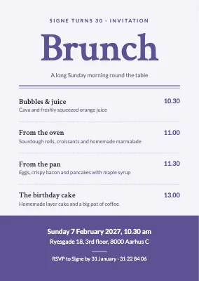 Birthday brunch — invitation set as a menu