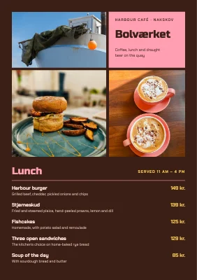 Harbour café — menu with a photo grid