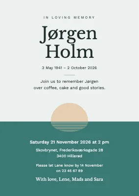 Memorial gathering — invitation