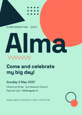 Confirmation — playful Memphis shapes
