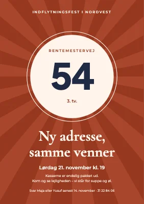 Indflytningsfest — husnummer i solstråler