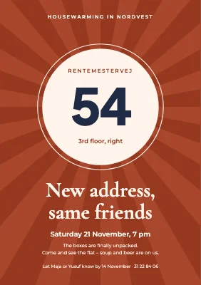 Housewarming — house number in sunrays