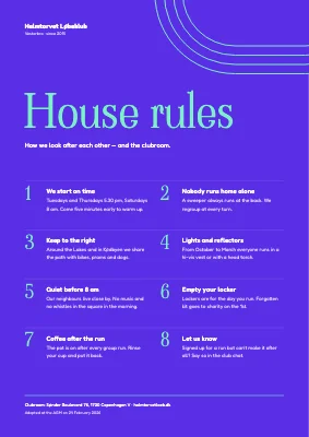 House rules — running club