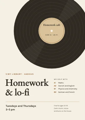 Homework café with lo-fi — vinyl record