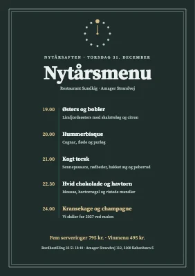 Nytårsmenu — nedtælling til midnat