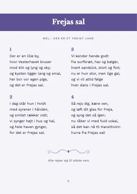 Side 2 af Sanghæfte til konfirmation — syrener og violet bånd