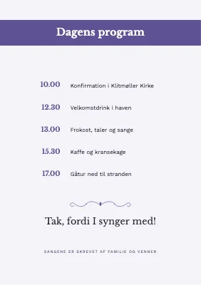 Side 3 af Sanghæfte til konfirmation — syrener og violet bånd