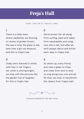 Page 2 of Confirmation song booklet — lilac and violet band