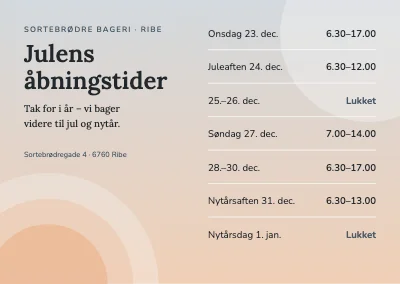 Julens åbningstider — bageri