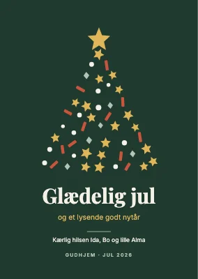 Julekort — juletræ af konfetti