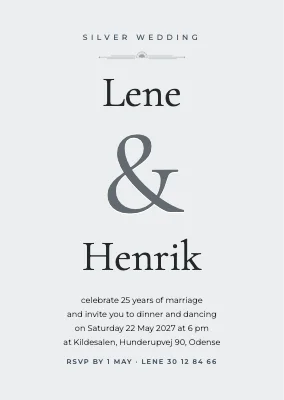 Silver wedding — minimalist invitation