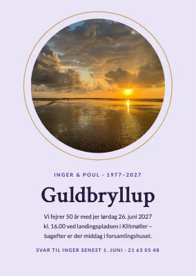 Guldbryllup på stranden — invitation