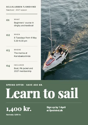 Sailing club — beginners' course offer