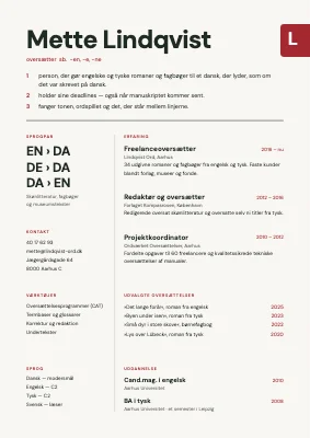 CV til oversætter — ordbogsopslag