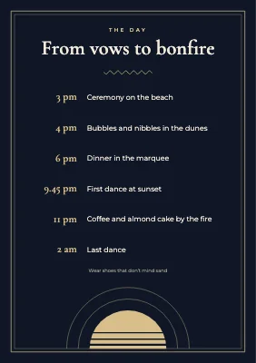 Page 2 of Wedding menu — beach wedding, Nyborg