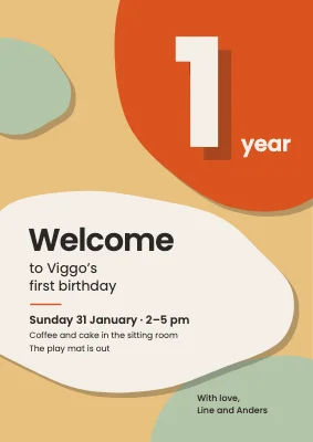 First birthday — cut-paper welcome sign