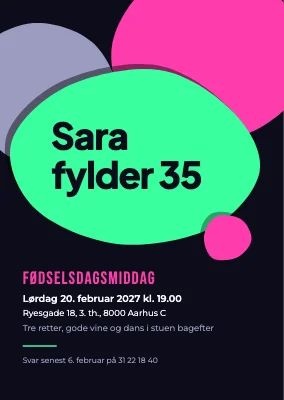 Fødselsdagsmiddag — invitation i klippet papir