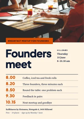 Founders’ meetup in Hillerød — morning programme