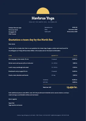 Quotation — yoga studio